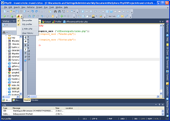 PHP EDITOR Profiler Menu PHP EDITOR Profiler Menu